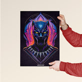 Vibrant Geometric Black Panther Art Poster
